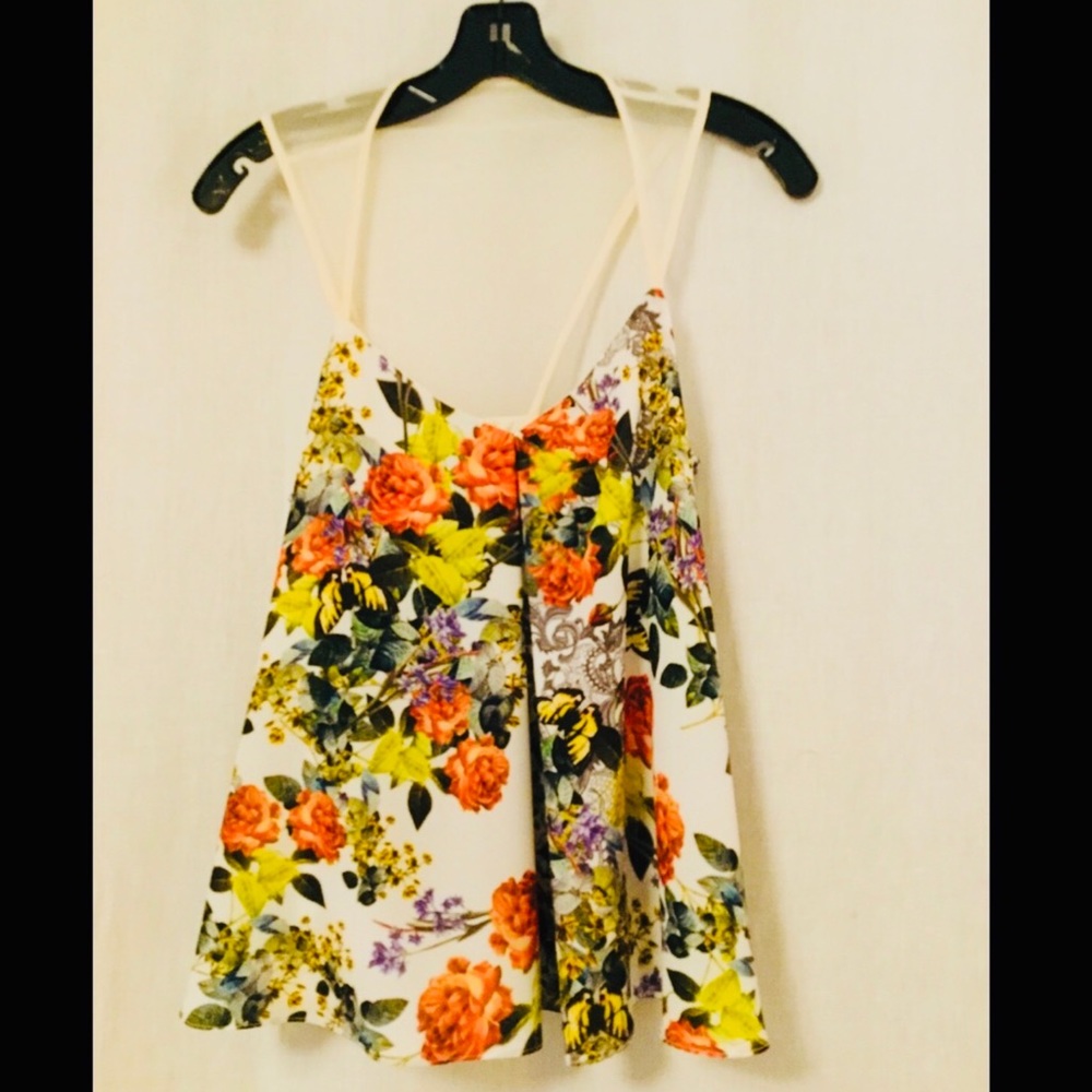 NICOLE MILLER FLORAL BEIGE TOP